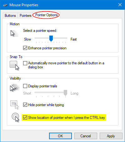 Windows 10 Mouse Pointer Size